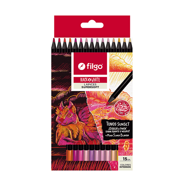 Lapices Color Filgo Black-White 15 Colores Sunset 1