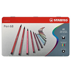 Stabilo Pen 68 Caja Metalica 40 Colores