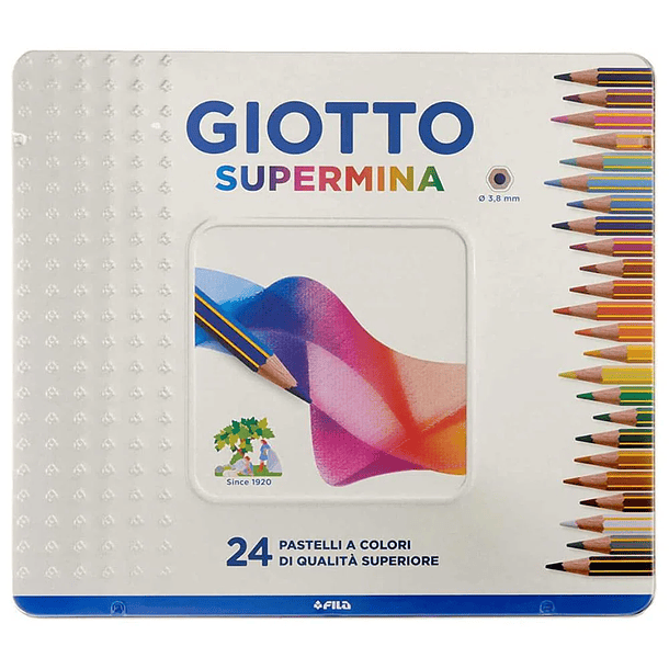 Lápiz Giotto Supermina x 24 Colores Estuche de lata  