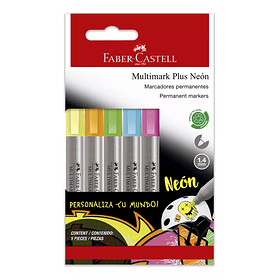 Marcador Permanente Multimark Plus 1.4mm 5 Colores Neon 