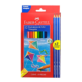 Lapices Color Faber-Castell 12 Colores+3 Grafitos Triangular 