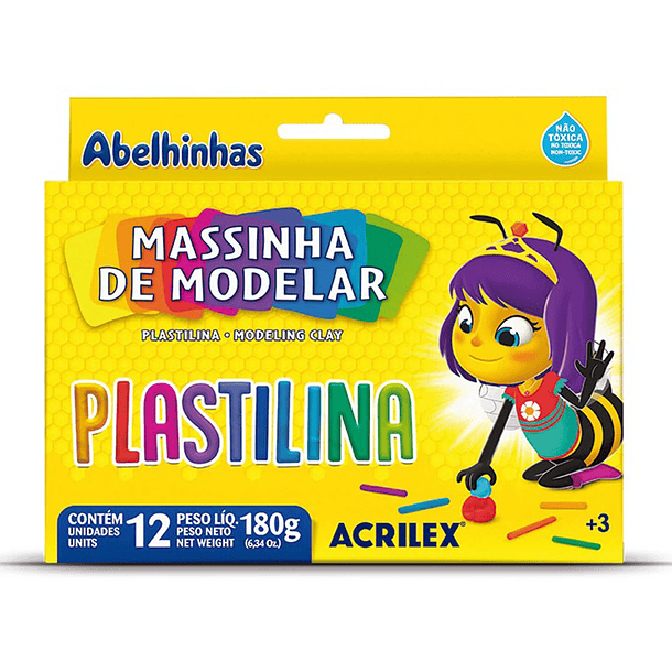 Plasticina Acrilex 12 Colores 180gr.  