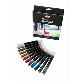 Marcadores Brush Click Artel Set 12 colores Metálicos