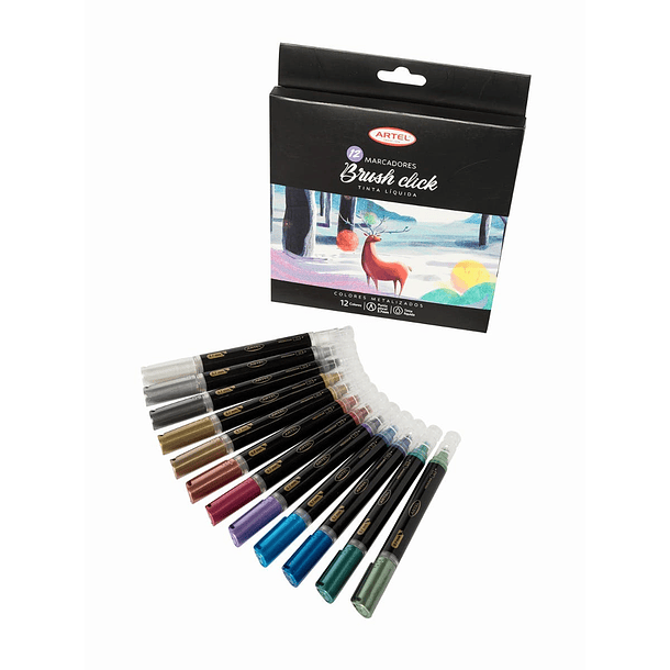 Marcadores Brush Click Artel Set 12 colores Metálicos 