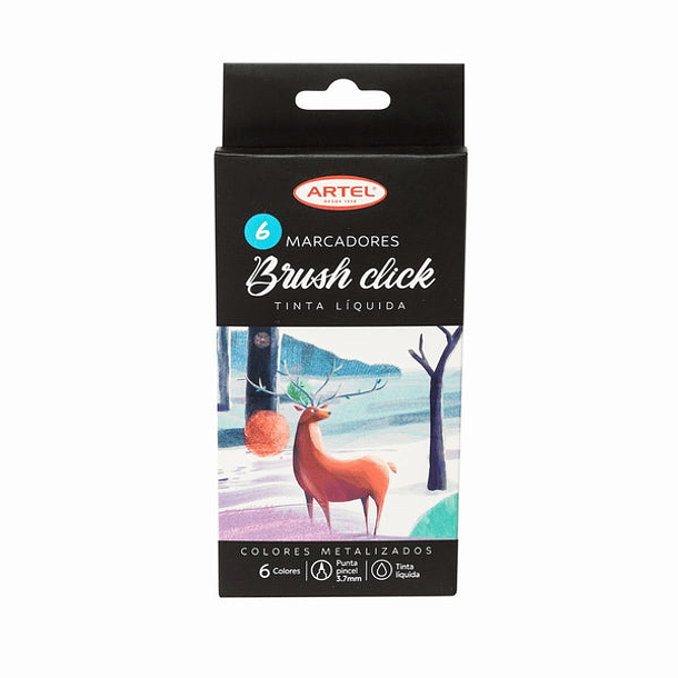 Marcadores Brush Click Artel Set 6 colores Metálicos 