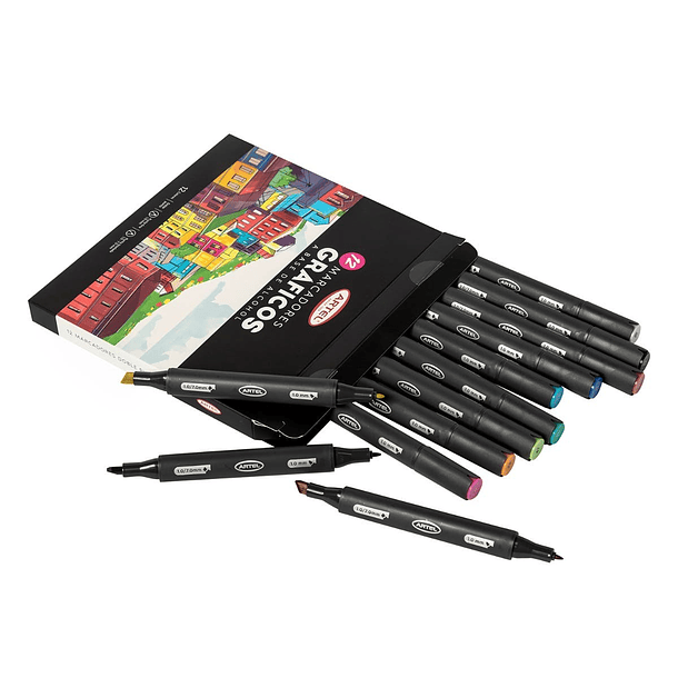 Marcadores Gráficos Artel Doble Punta Set 12 colores Pastel 