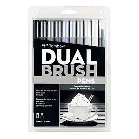 Marcadores Tombow Dual Brush Pens Set 10 colores Escala de Grises