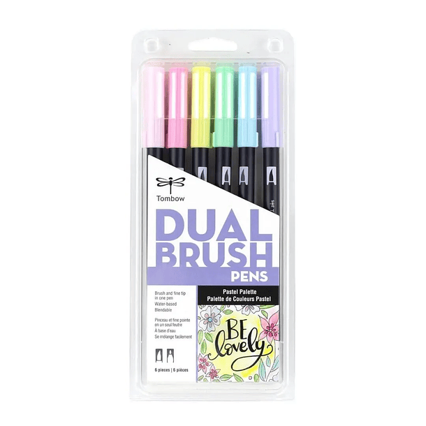 Marcadores Tombow Dual Brush Pens Set 6 Pastel 1