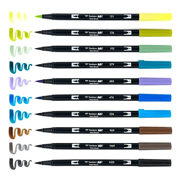 Marcadores Tombow Dual Brush Pens Set 10 colores Paisaje 2