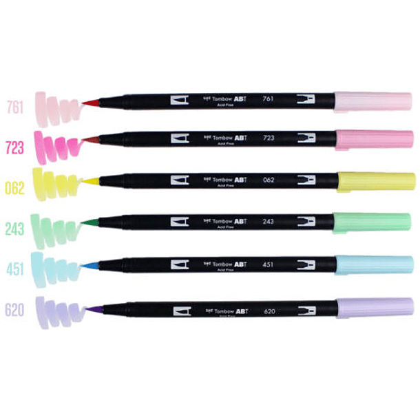 Marcadores Tombow Dual Brush Pens Set 6 Pastel 2