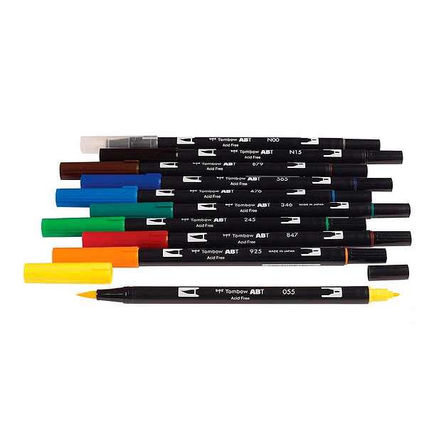 Marcadores Tombow Dual Brush Pens Set 10 colores Primarios 2