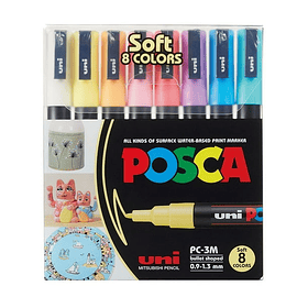 Marcadores Uni Posca PC-3M Set 8 Colores Pastel Punta Fina