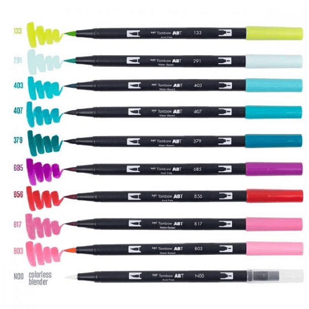 Marcadores Tombow Dual Brush Pens Set 10 colores Tropical 2
