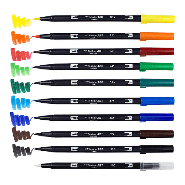 Marcadores Tombow Dual Brush Pens Set 10 colores Primarios 5
