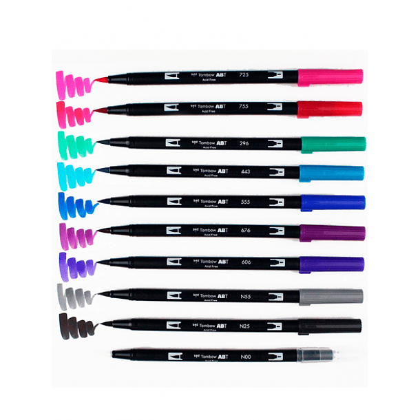 Marcadores Tombow Dual Brush Pens Set 10 colores Galaxy 2
