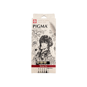 Tiralínea Pigma Micron Sakura Manga Set 6 Puntas 0.05-0.8mm +BR Fino +Lapiz Gelly Roll Blanco