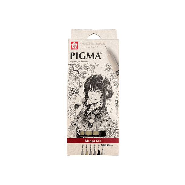 Tiralínea Pigma Micron Sakura Manga Set 6 Puntas 0.05-0.8mm +BR Fino +Lapiz Gelly Roll Blanco 