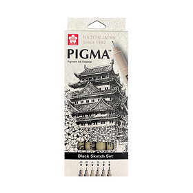 Tiralínea Pigma Micron Sakura Set 6 Puntas 0.1-0.8mm Negro