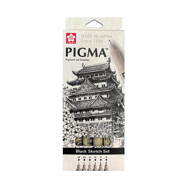 Tiralínea Pigma Micron Sakura Set 6 Puntas 0.1-0.8mm Negro 