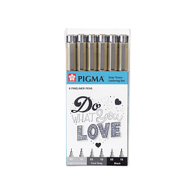 Tiralínea Pigma Micron Sakura Set 6 Tonos Grises Lettering