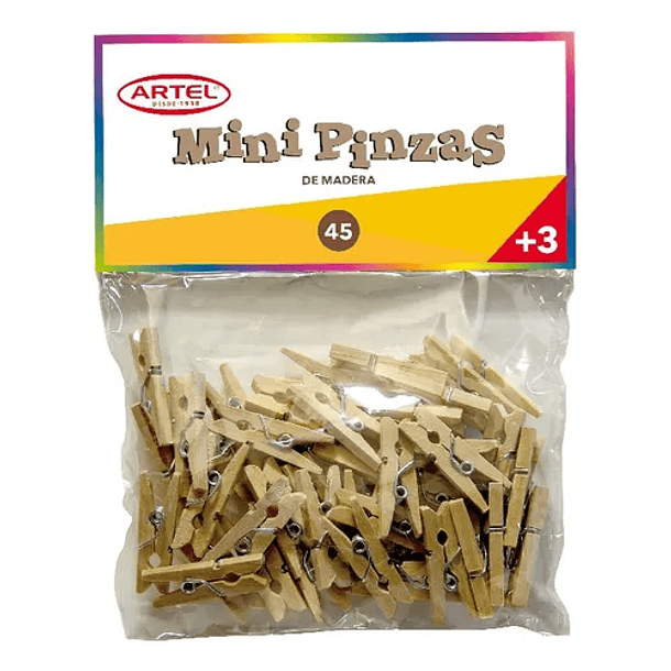 Pinzas de Madera Color Natural Artel Set 45 un 