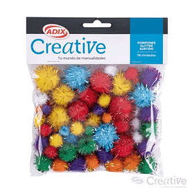 Pompones de Colores con Glitter Creative 2.5cm Set 78 un
