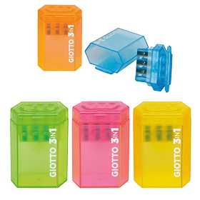 Sacapuntas Plástico Giotto Triple 3 en 1 con Clip y Depósito