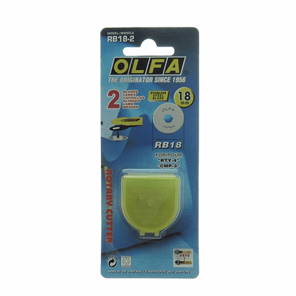 Hojas de Repuesto Compás Rotativo para Tela Olfa Blister 2 un 1