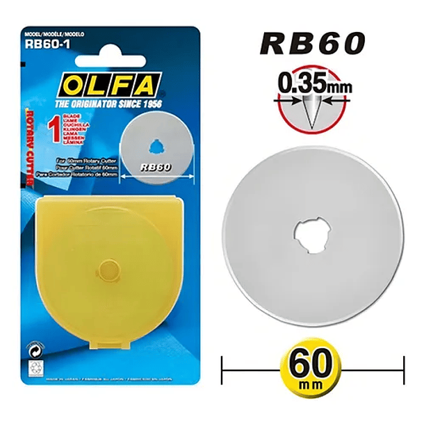 Hojas de Repuesto Cuchillo Rotativo Olfa RTY3-G/ RTY3-DX Blister 1 un 1