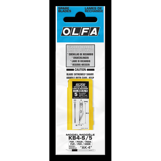 Hojas de Repuesto para Cuchillo Arte Olfa KB4S5 Blister 5 un 1