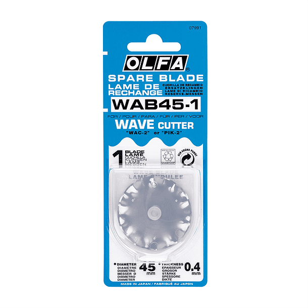 Hojas de Repuesto Cuchillo Rotativo Onda Olfa RTY-2/DX Blister 1 un 1