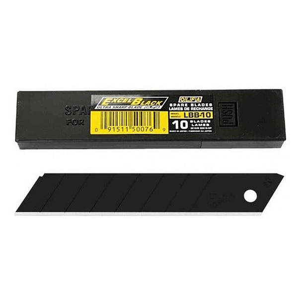 Hojas de Repuesto para Cuchillo Universal Grande Negro Olfa LBB-10 Estuche 10 un 
