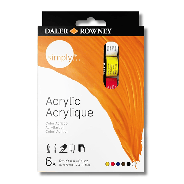 Acrílico Daler Rowney Simply Set 6 colores de 75ml 
