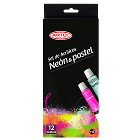 Acrílico Artel Set 12 colores 12ml Tonos Neón y Pastel