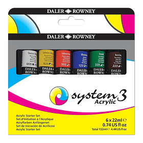 Acrílico Daler Rowney System3 Set 6 tubos de 22ml -Starter