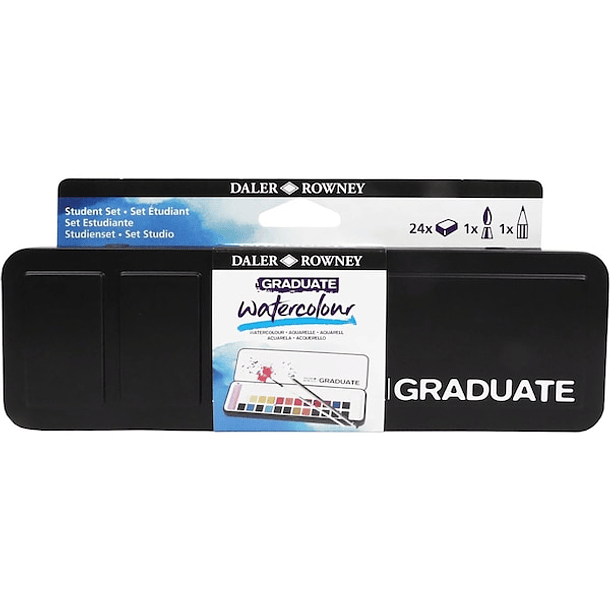 Acuarela Daler Rowney Graduate Set 24 colores + Pincel 1