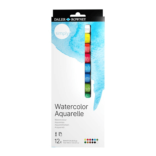 Acuarela Daler Rowney Simply Set 12 colores de 12ml 