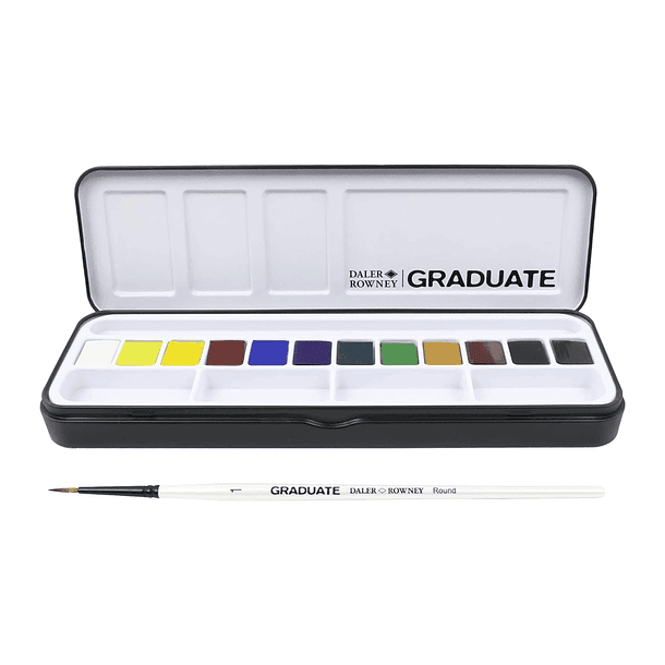 Acuarela Daler Rowney Graduate Set 12 colores + Pincel 2