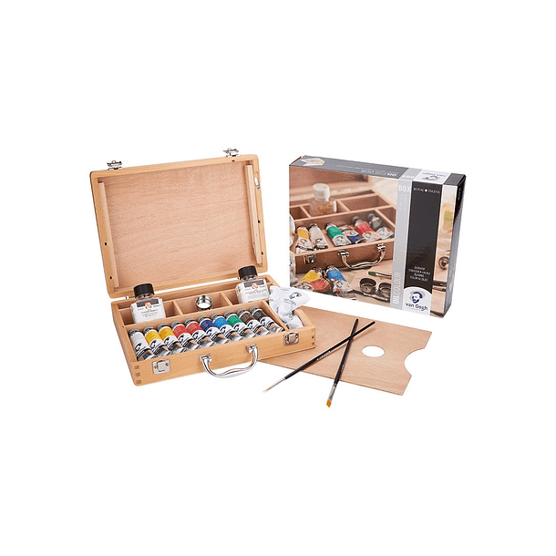 Óleo Van Gogh Oil Colour Set 10 colores de 40ml + Accesorios Caja Madera 1