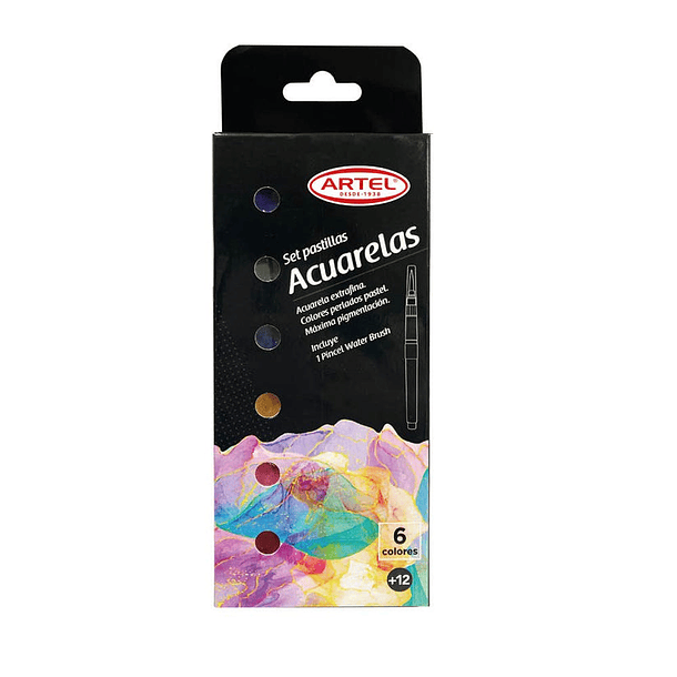 Acuarela en Pastillas Artel Set 6 Colores Metálicos Pastel 1