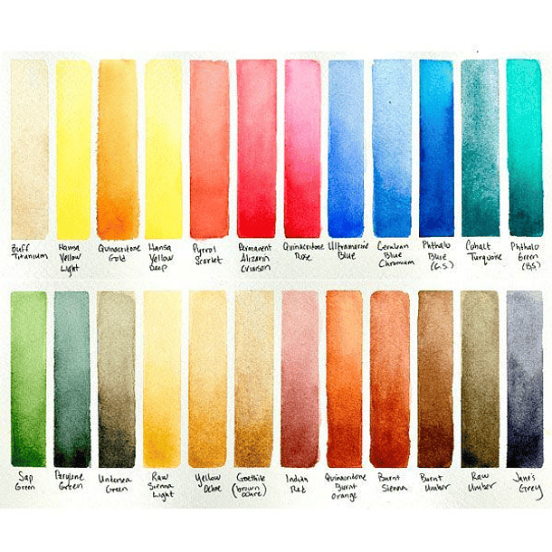 Acuarela Daniel Smith 1/2 pan Set 24 colores Vertidas a Mano 3