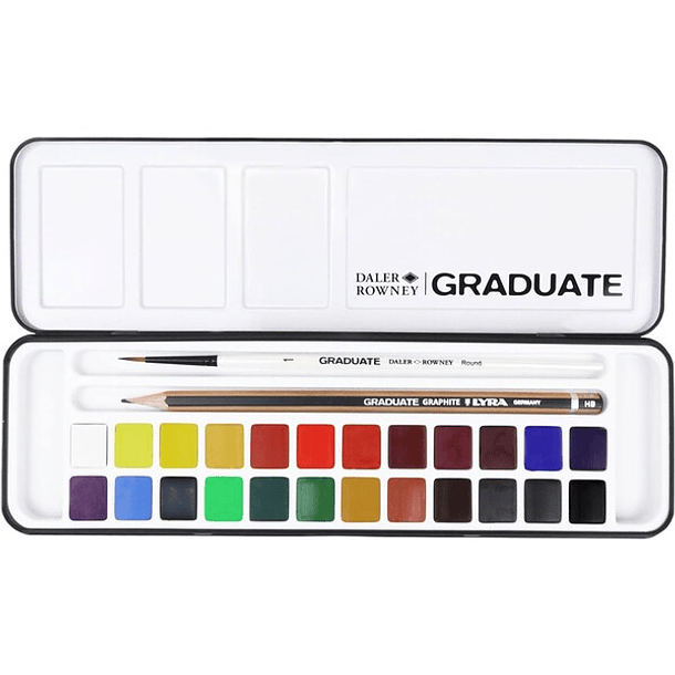 Acuarela Daler Rowney Graduate Set 24 colores + Pincel 2