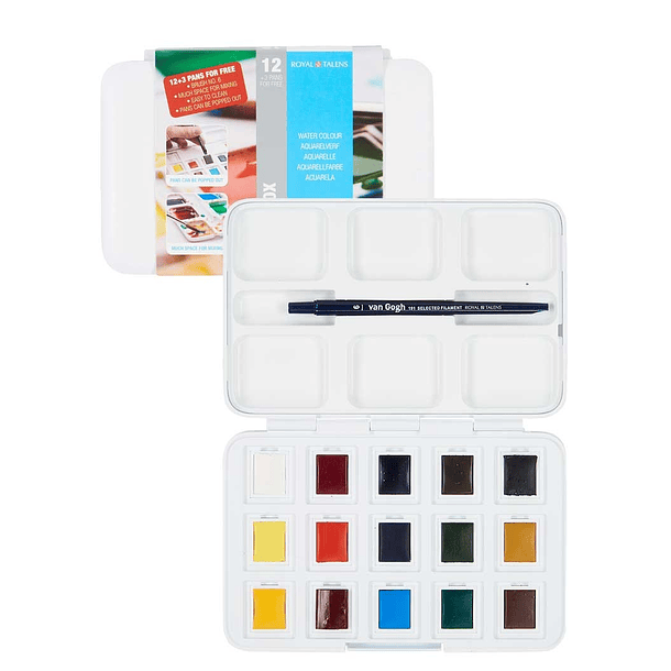 Acuarela Van Gogh 1/2 Pan Set 12 +3 colores Tonos Básicos 1