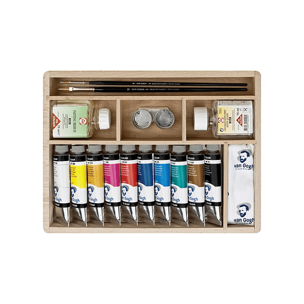 Óleo Van Gogh Oil Colour Set 10 colores de 40ml + Accesorios Caja Madera 2