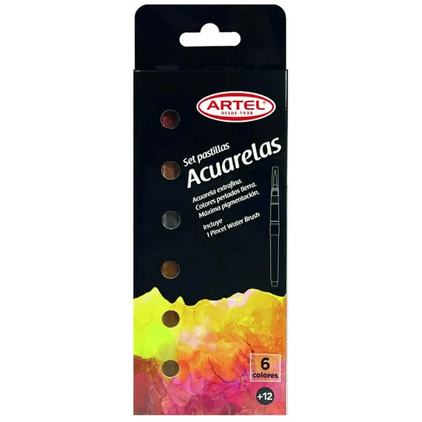 Acuarela en Pastillas Artel Set 6 Colores Metálicos Tierra 1
