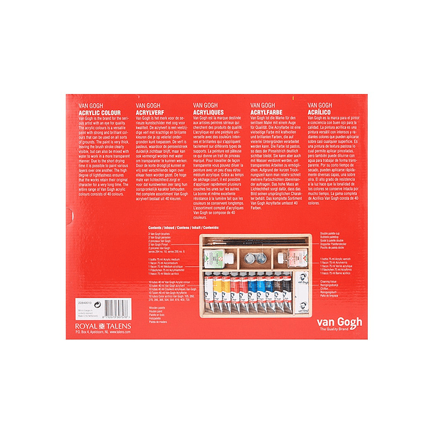 Acrílicos Van Gogh Set 10 colores en Tubos de 40ml Caja Madera 4