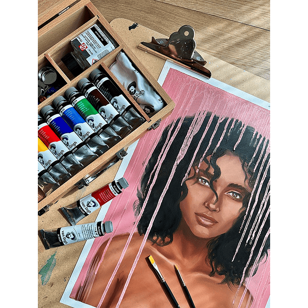 Óleo Van Gogh Oil Colour Set 10 colores de 40ml + Accesorios Caja Madera 4