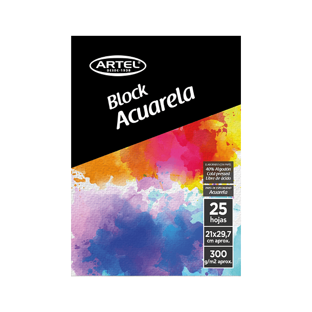 Block Acuarela Artel A4 300g/m² 25hjs 21x29.7cm 