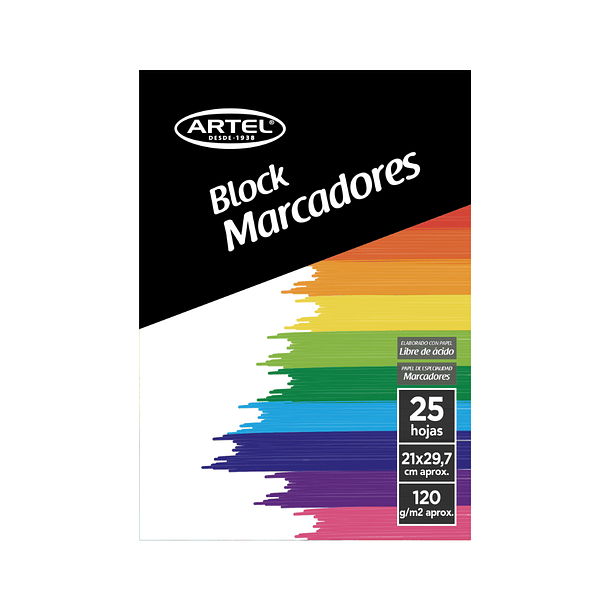 Block Marcadores Artel A4 120g/m² 25hjs 21x29.7cm 