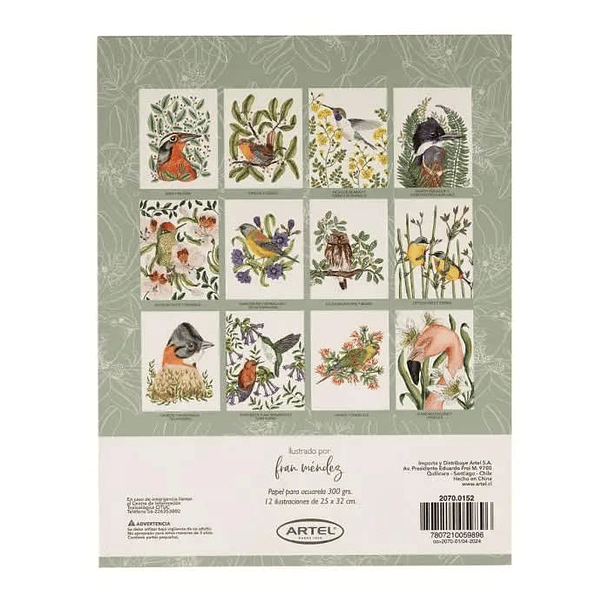 Block para Colorear Artel Aves y Flora Chilena 12 Ilustraciones 25x32cm 2